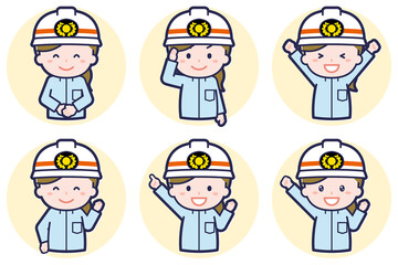 女性救急隊員のポーズセット_01