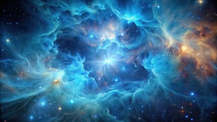 Obraz premium Ethereal image of a cerulean cosmos nebula with varying shades of blue , cerulean, cosmos, ethereal, nebula, shades, blue
