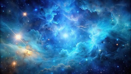 Obraz premium Ethereal nebula with shades of blue in the cerulean cosmos , cosmic, ethereal, serene, blue, nebula, space, celestial