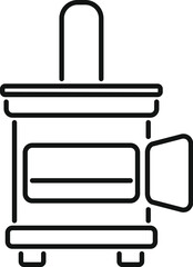 Line drawing of a convection oven with its door open showing the inside