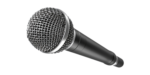 Vintage wireless speech microphone or mic cut out, isolated, transparent background - PNG.