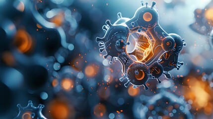 Nanotechnology concept with microscopic gears and structures., clean background, Photo stock style, clean background, no copyrighted logo, no letters