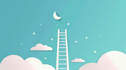 Progress represented by a ladder to the stars, ambition and success imagery, vibrant and inspiring visual content, uplifting and motivational