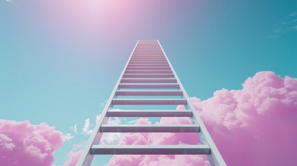 Progress represented by a ladder to the stars, ambition and success imagery, vibrant and inspiring visual content, uplifting and motivational