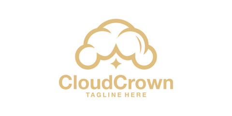 logo design cloud and king, crown, kingdom, upload, network. logo design template icon, vector, symbol, creative, idea.