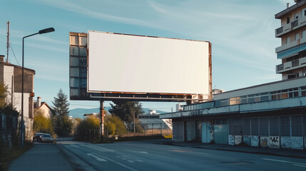 Obraz premium blank white billboard on the street for mockup advertising marketing business commercial background 