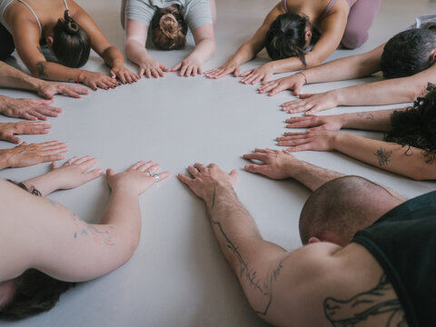 Yoga Prayer Circle with Anonymous People