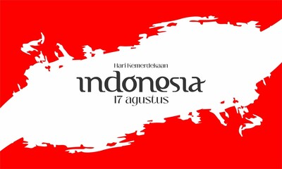 Happy Indonesia Independence day greeting card. translate from indonesian: happy national day celebration , 17 August. 