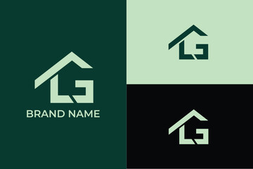 initial letter G  minimal building office line logo, Modern house build Real estate home apartment illustration symbol logo