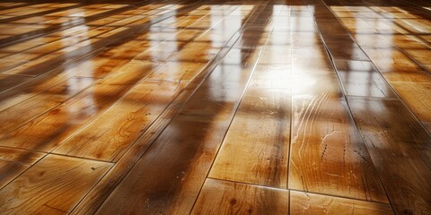 Sunlight Streaming Through a Window Onto a Wooden Floor