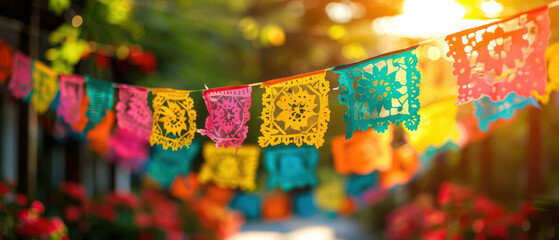 Hispanic Heritage Month flag decoration design style dia de los muertos, Mexican Traditional Festival. Creative theme of Hispanic Heritage Month, Sept 15 to Oct 15, using social media post