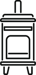 Minimalist line art illustration of a modern stove, emphasizing its sleek design and functionality in providing warmth and comfort