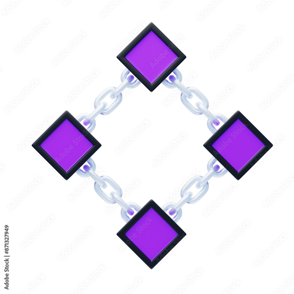 Poster 3d blockchain technology allows data to be stored. 3d icon