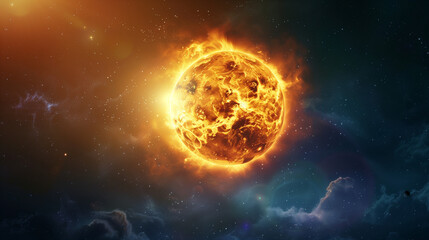 The sun in space. Vibrant astronomical illustration
