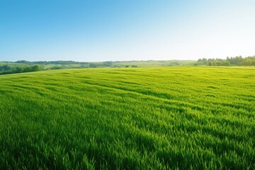 Fototapeta premium Green Field Under a Blue Sky