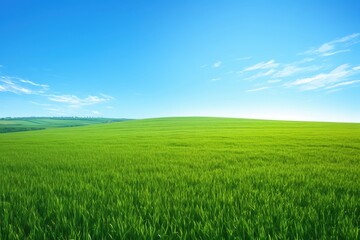 Obraz premium Serene Green Field Under a Clear Sky