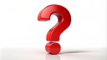 A bold, bright red question mark symbol isolated on a clean white background, conveying curiosity and uncertainty in decision making.