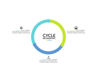 Cycle infographic with 3 segments with icons. Concept of three options of business project infographic.