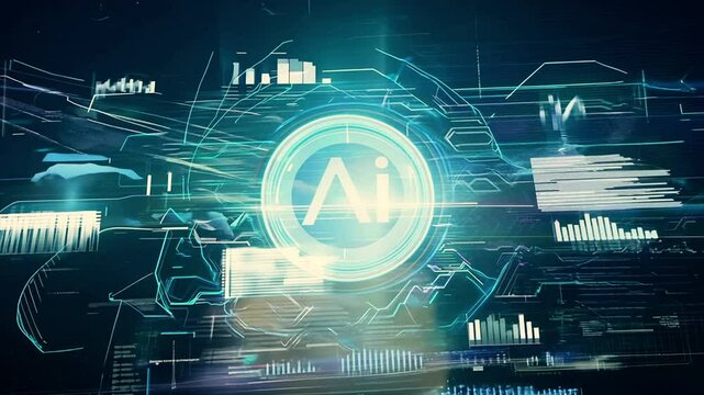Asked an AI Image generator what it thought it looked like. The result was this futuristic teal AI logo.