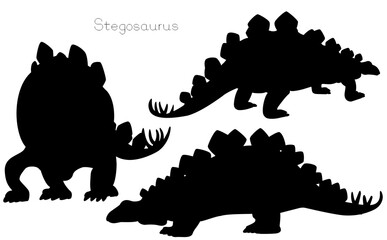 ステゴザウルス　恐竜シルエットのセット © balu