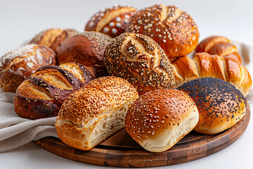  a bunch of different types of bread on a plate