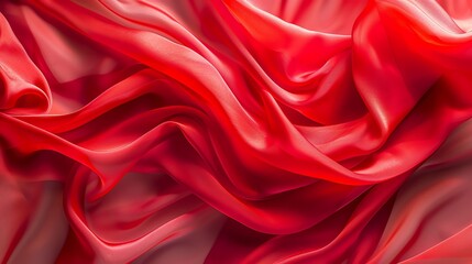 Obraz premium Close-up of luxurious red silk fabric showcasing its sheen and texture. 