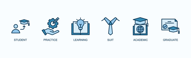 Capstone Project Banner Web Icon Vector Illustration Concept With Student, Practice, Learning, Suit, Academic, Graduate