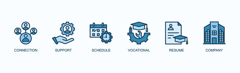 Career Network Banner Web Icon Vector Illustration Concept With Connection, Support, Schedule, Vocational, Resume, Company