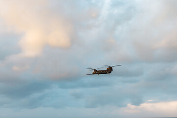 United States Army Blackhawk helicopter flying over Currumbin Beach on the Gold Coast