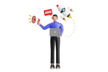 Startup Advertising 3D Illustration