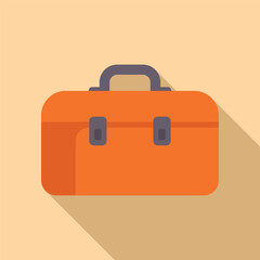 Orange toolbox is sitting on a shelf, ready for a construction or repair job