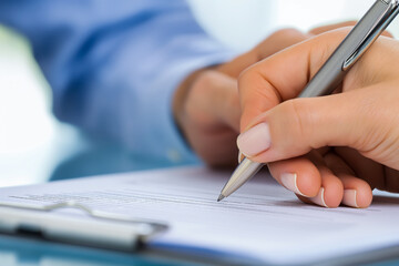 Couple signing a contract on a meeting with real estate agent