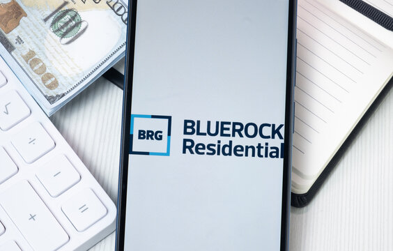 New York, USA - 30 June 2024: Bluerock Residential Logo on Phone Screen, BRG Company Icon