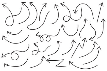 Isolated vector arrows, hand drawn on a white background. Hand drawn arrows collection