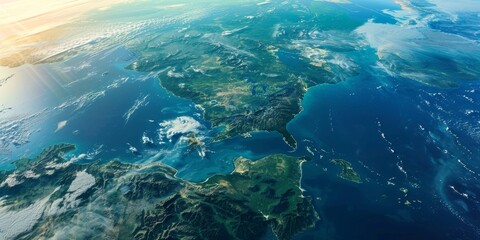 Satellite imagery capturing Earth's surface, aiding in environmental research and monitoring