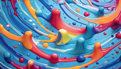 Vibrant Abstract Colorful 3D Paint Art