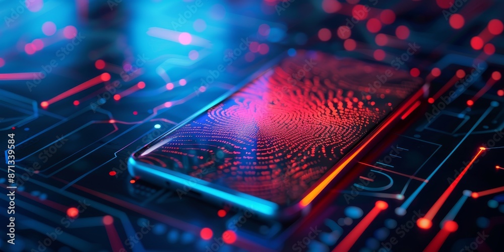 Leinwandbilder a smartphone with advanced biometric security features, highlighting privacy and security in technol