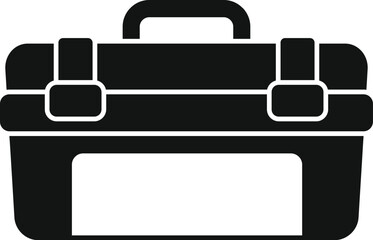 Black toolbox for storing tools, isolated on white background