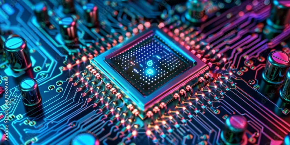 Poster A quantum computing processor, symbolizing the future of computing and data processing