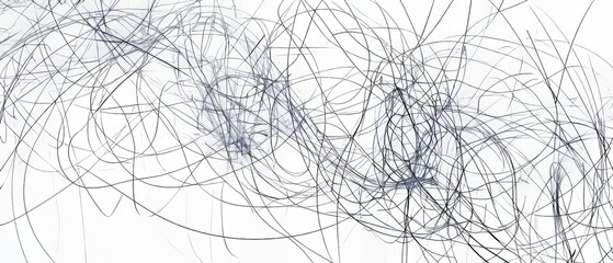 Fototapeta premium Panoramic close-up, high detail scan of overlapping scribble sketch, on white background, Generative AI