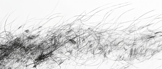 Panoramic close-up, high detail scan of uneven scribble sketch, on white background, Generative AI