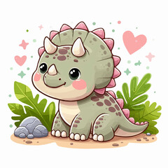 Cute Baby Triceratops Clipart