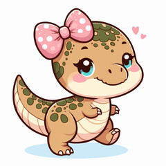 Cute Dinosaur With Pink Bow Clipart