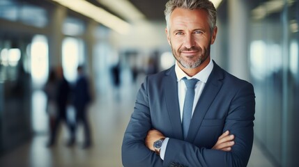 Fototapeta premium Confident middle-aged businessman smiling warmly at the camera 
