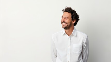 Happy adult male with a relaxed expression, 