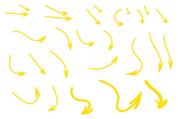 Isolated vector arrows, hand drawn on a white background. Hand drawn arrows collection