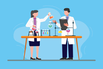 Scientist concept. Colored flat vector illustration isolated.	