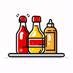 A simple vector icon illustration depicting the group of condiment items at center for a website isolated white background