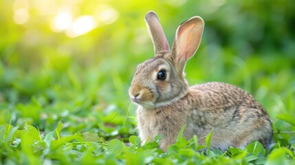 Rabbit Oryctolagus cuniculus in natural habitat