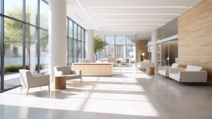 Fototapeta premium hospital lobby with sleek design, 